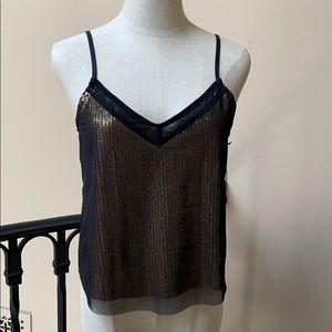 Mesh & sequin v neck camisole